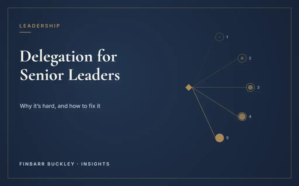 Delegation for senior leaders: why it’s hard, and how to fix it. Finbarr Buckley Insights.