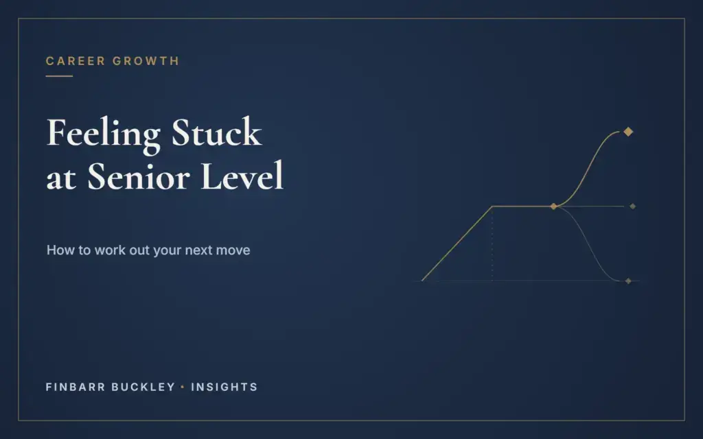 Feeling Stuck at Senior Level: How to Work Out Your Next Move Feeling stuck at senior level: how to work out your next move. Finbarr Buckley Insights.