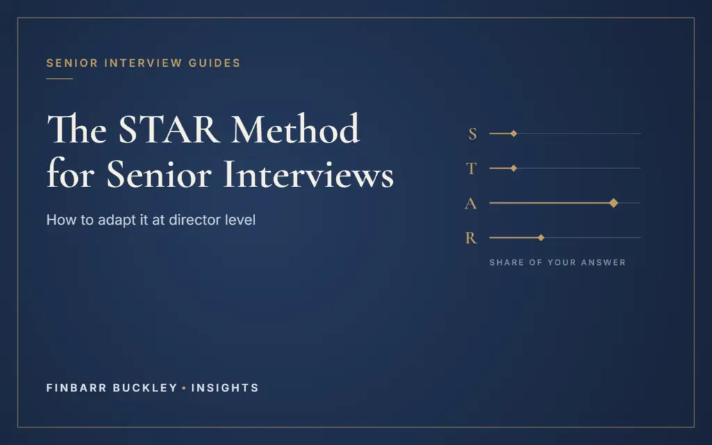 The STAR method for senior interviews: how to adapt it at director level. Finbarr Buckley Insights.